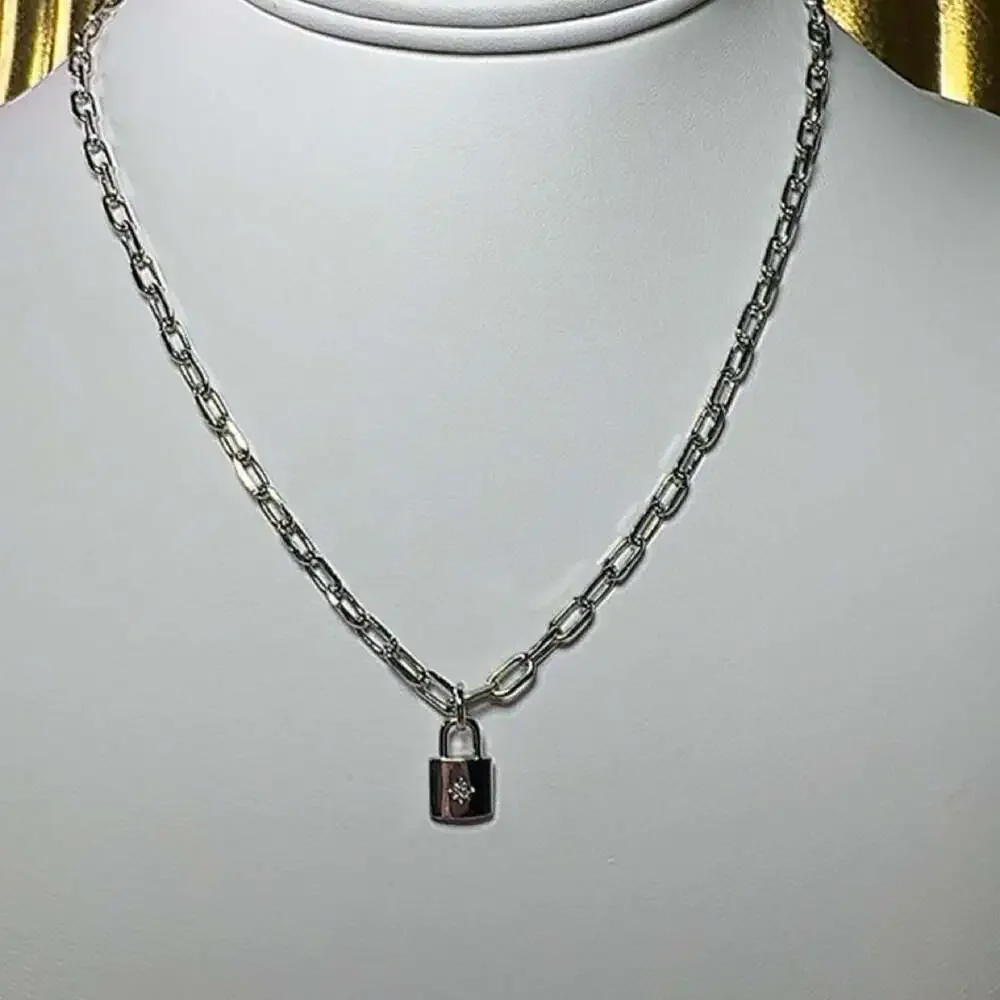 Silver Padlock Pendant necklace